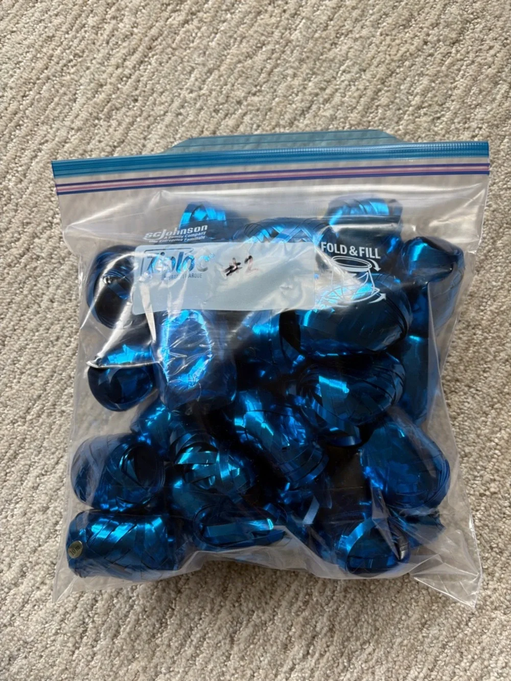 Metallic Blue Curling Ribbon Kegs - Lot of 28